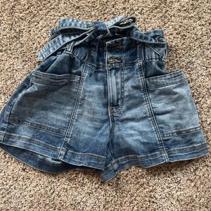 Medium Denim Paper Bag Shorts